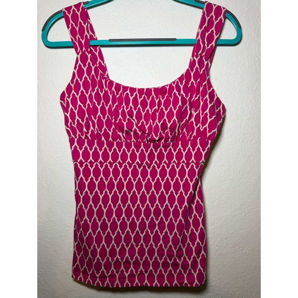 Ann Taylor Pink White Geometric Lattice Tank Top Small 11-310236
